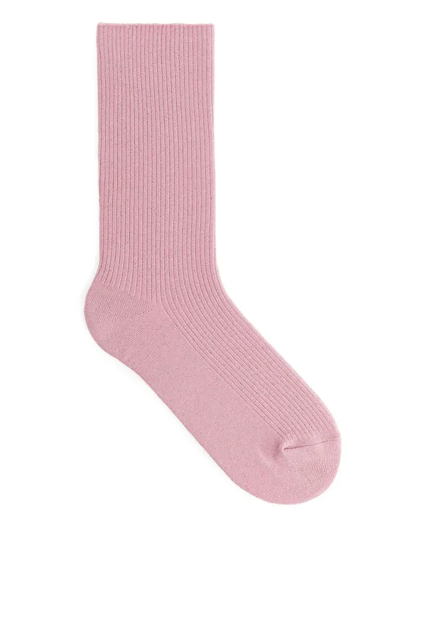Glittery Rib Socks - Pink