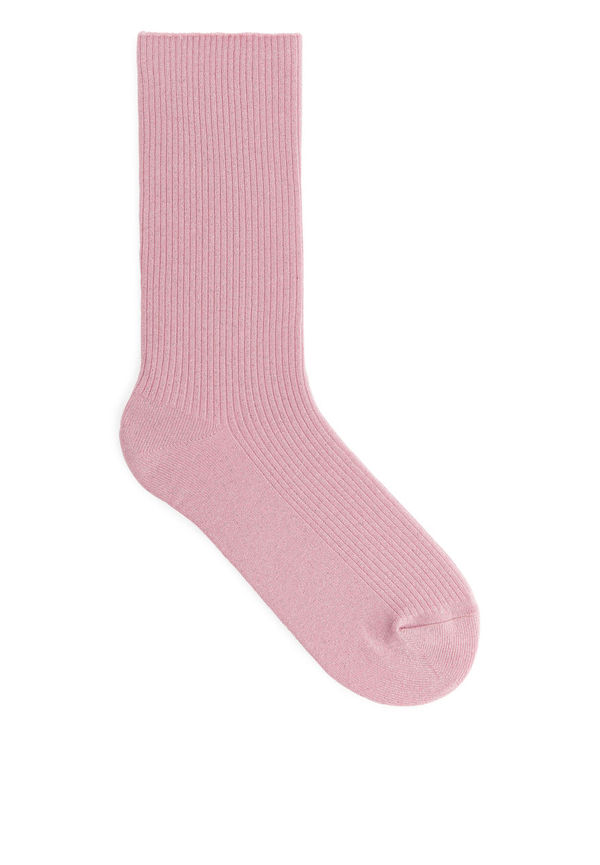 Glittery Rib Socks - Pink