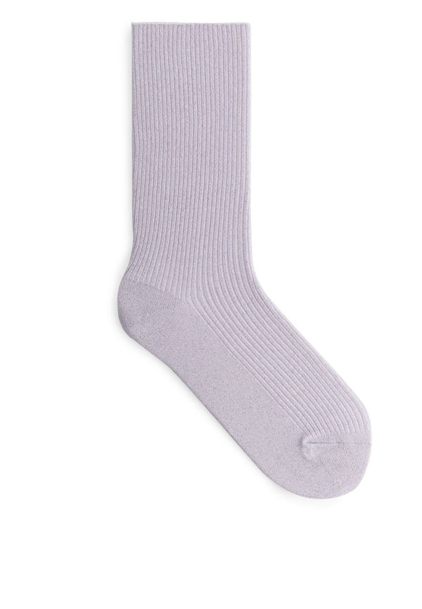 Glittery Rib Socks - Purple
