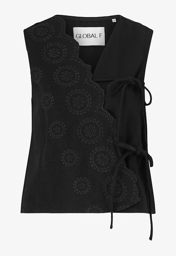Global F - Topp Ciana Scallop-g - Svart