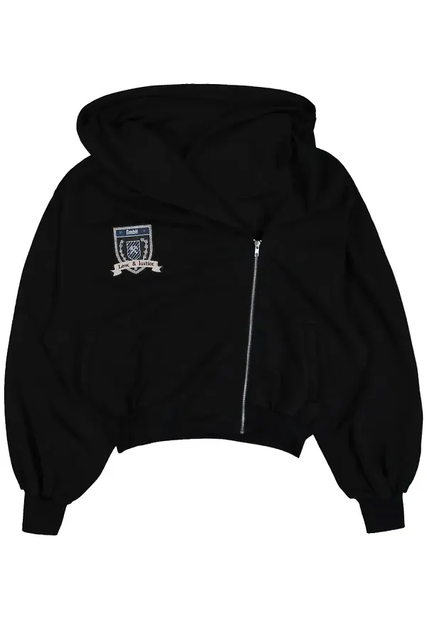 GmbH hoodie med logotyp - BLACK
