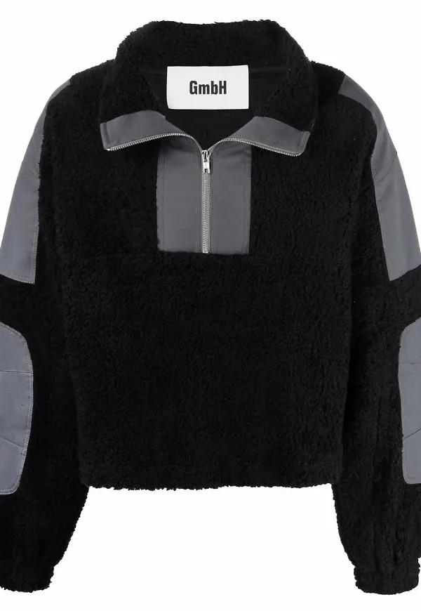 GmbH kontrasterande sweatshirt med ståkrage - Svart