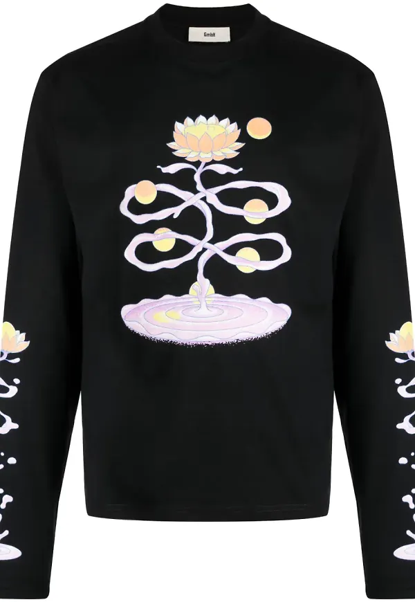 GmbH stickad sweatshirt med grafiskt tryck - Svart