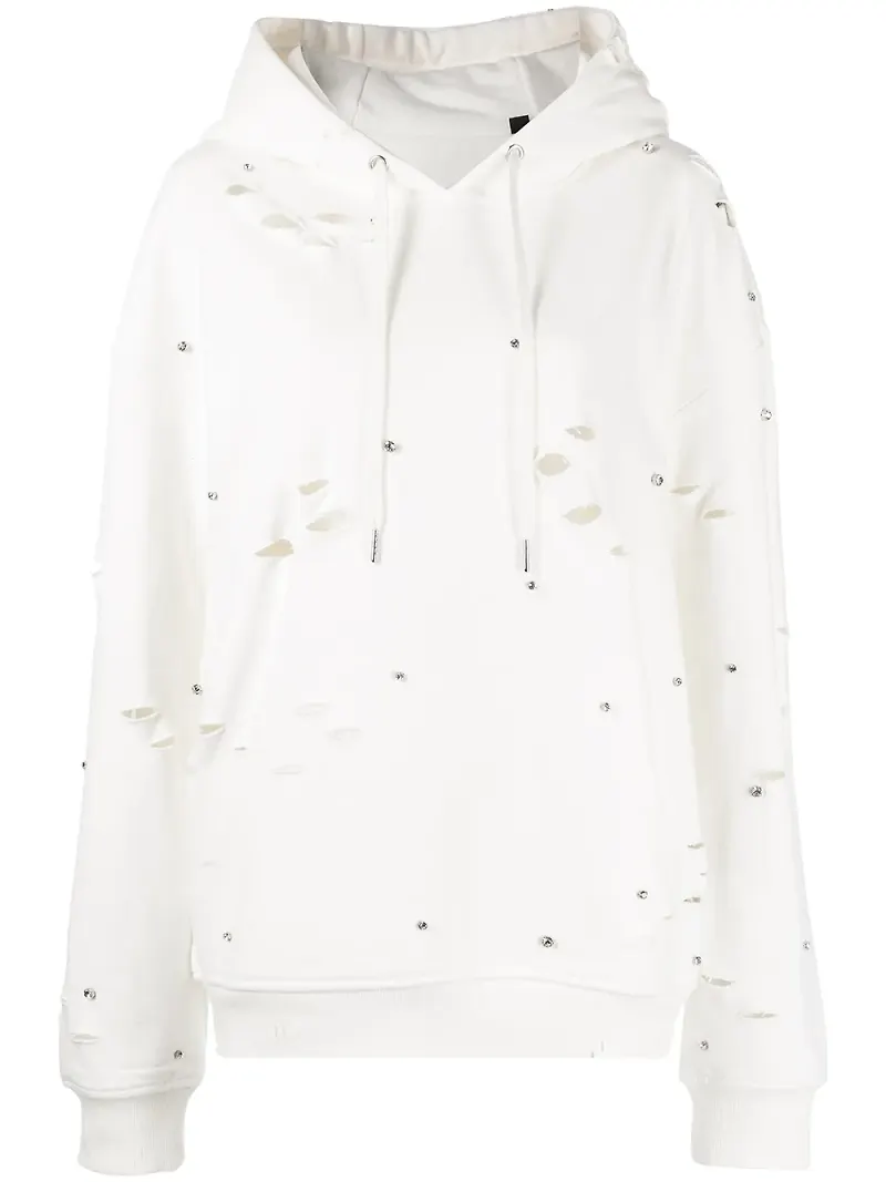 God's Masterful Children Galaxy hoodie med sliten detalj - Vit