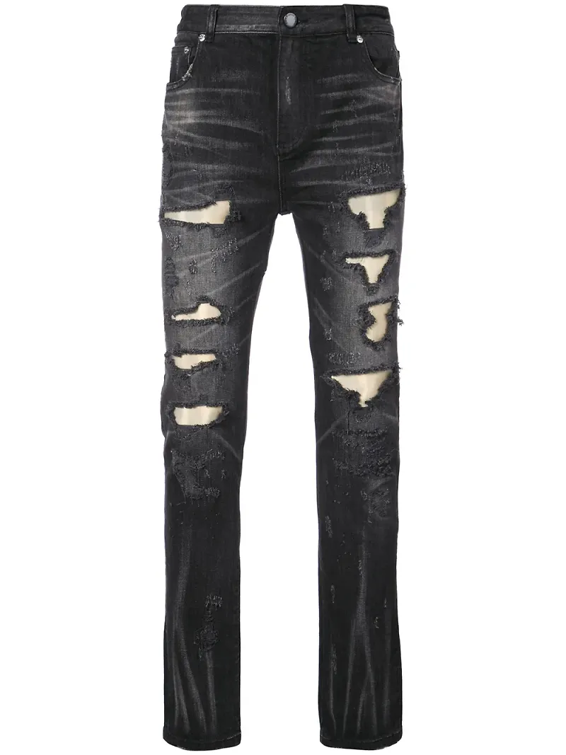 God's Masterful Children jeans i blekt denim med revor - Svart