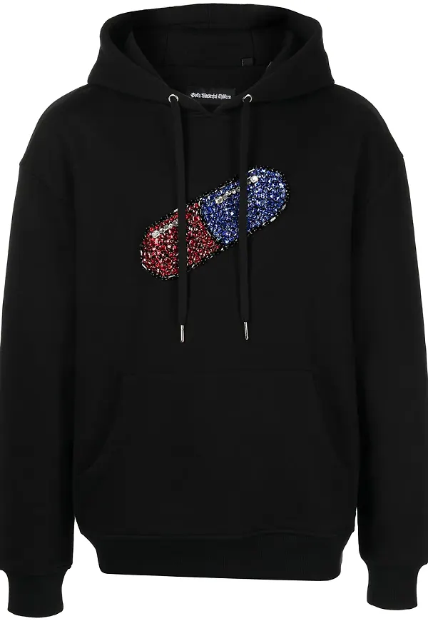 God's Masterful Children Pill hoodie med strass - Svart