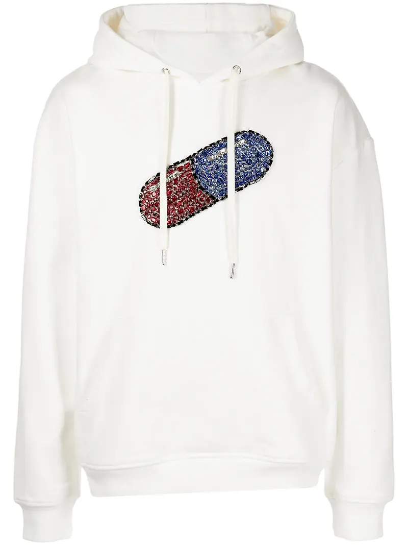 God's Masterful Children Pill hoodie med strass - Vit