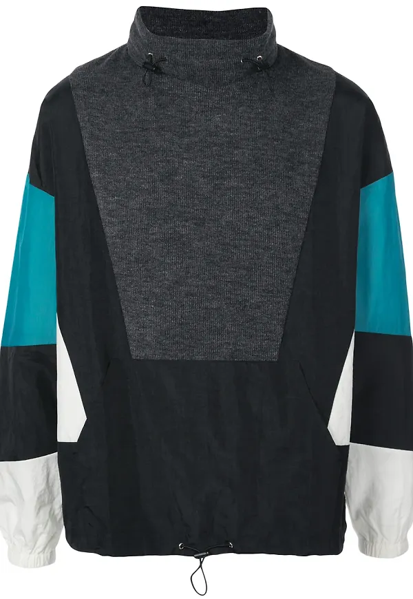 God's Masterful Children vindjacka i oversize-modell med stickad panel - Svart