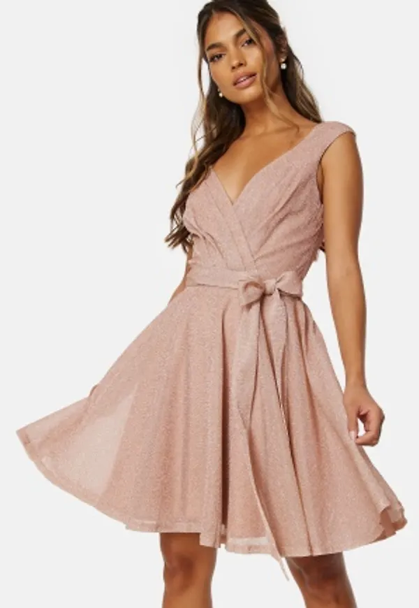 Goddiva Lurex Skater Dress Nude XXL (UK18)