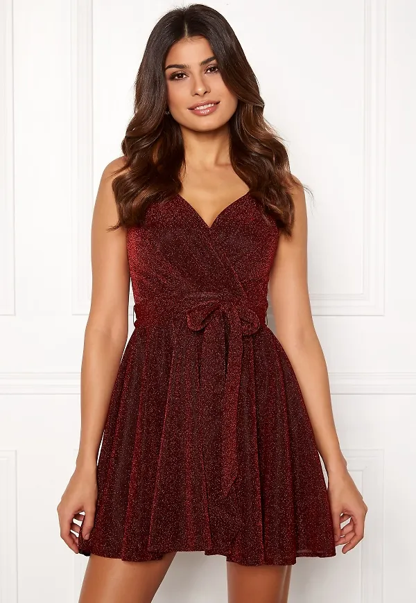 Goddiva Lurex Skater Dress Red M (UK12)