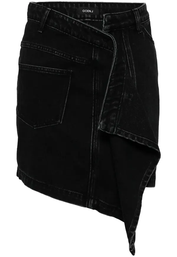 Goen.J asymmetrisk jeanskjol - Svart