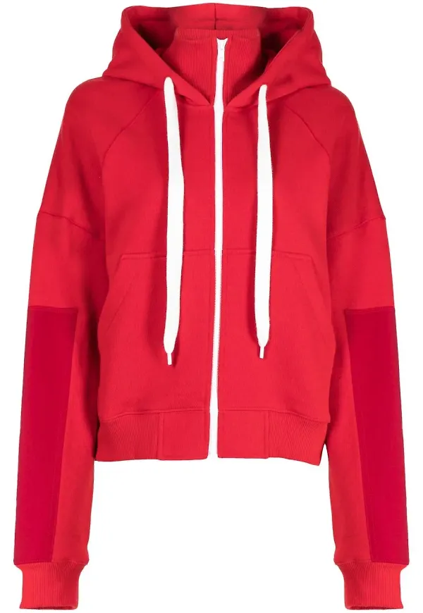 Goen.J hoodie med hög krage och dragsko - Röd