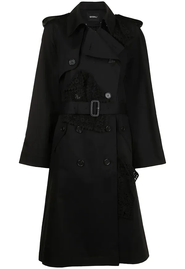 Goen.J trenchcoat med spetspanel - Svart