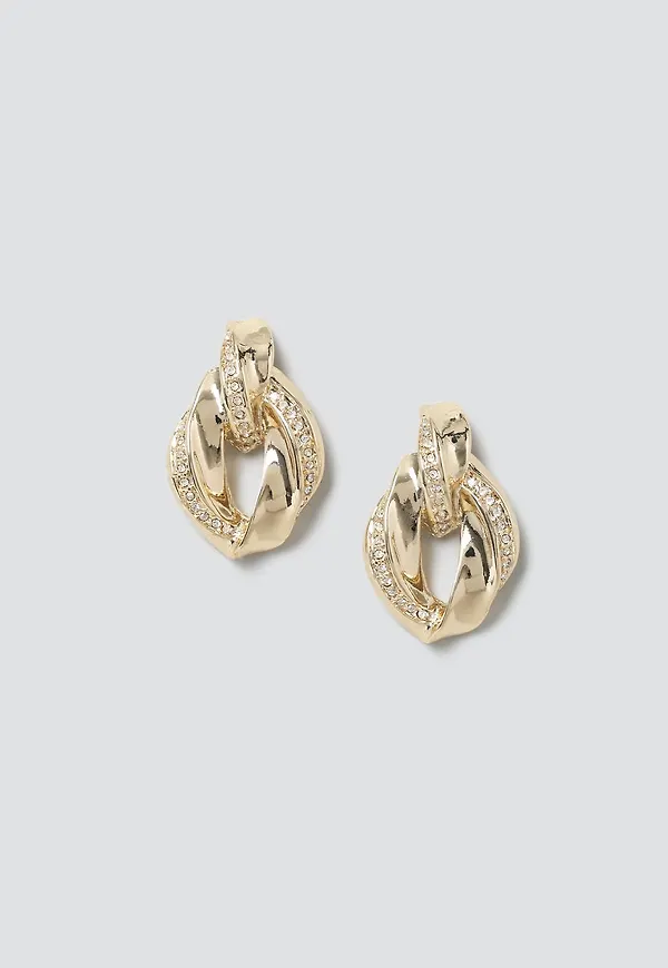 Gold Crystal Doorknocker Earrings