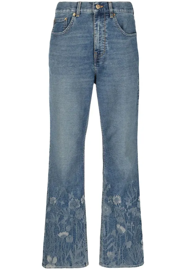 Golden Goose beskurna blommiga jeans - Blå