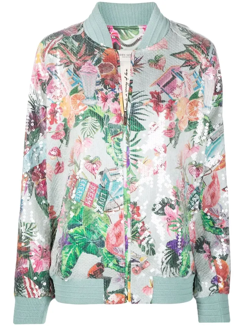 Golden Goose blommig bomberjacka - Grön