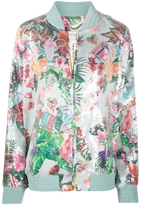 Golden Goose blommig bomberjacka - Grön