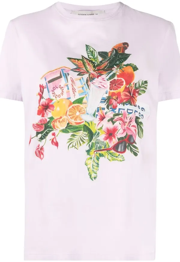 Golden Goose blommig t-shirt - Lila