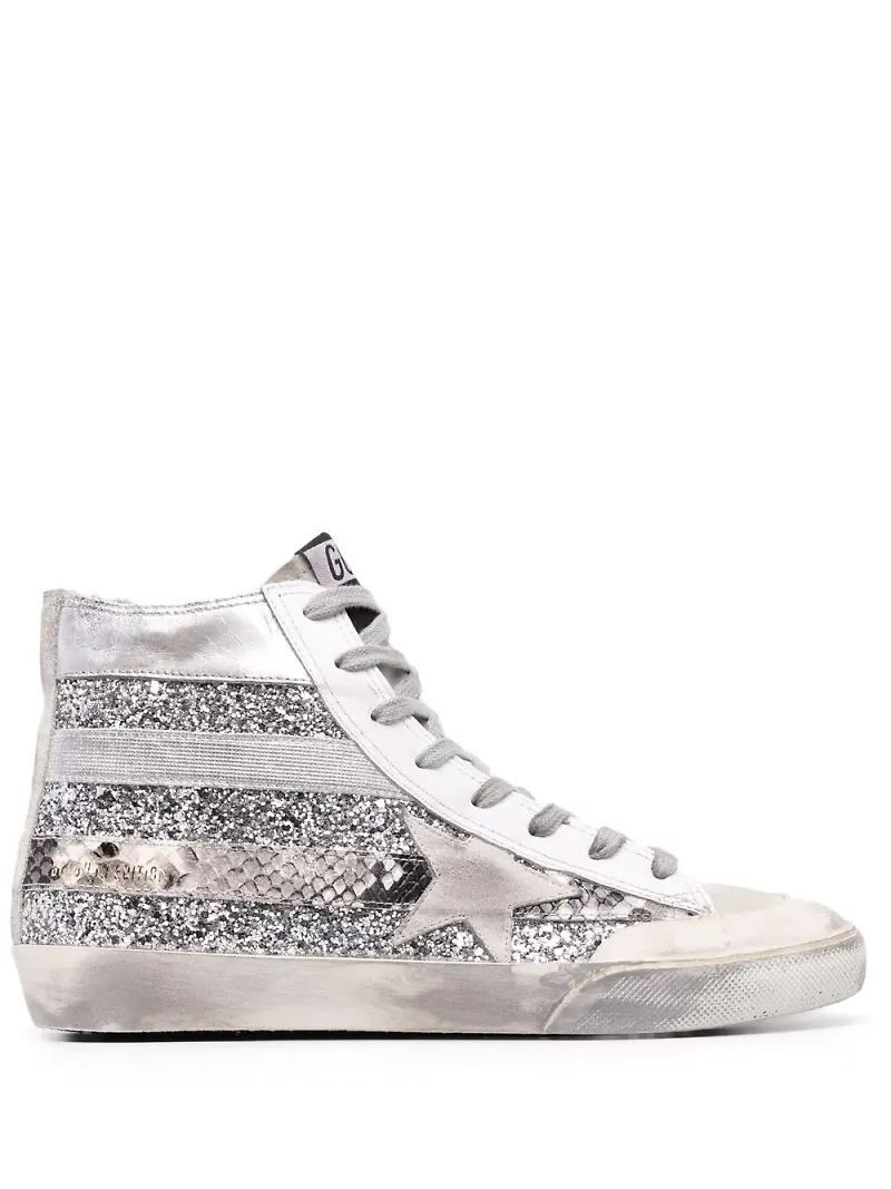Golden Goose Francy höga sneakers - Silverfärgad