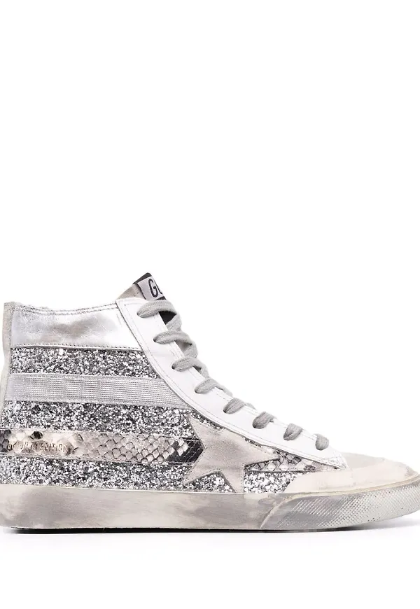 Golden Goose Francy höga sneakers - Silverfärgad