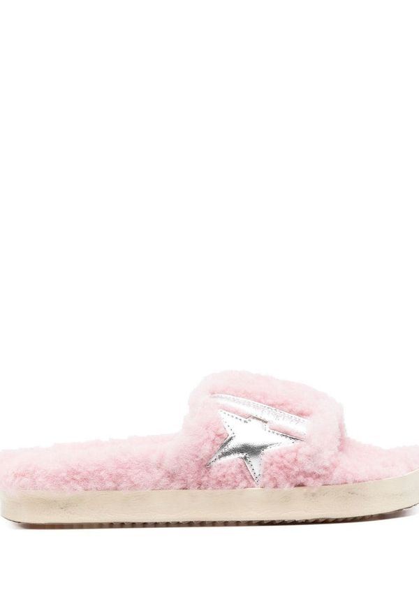 Golden Goose fårskinnstofflor med logotypmärke - Rosa