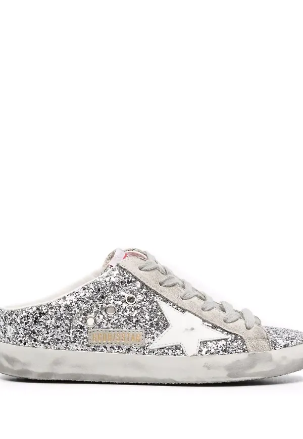 Golden Goose glittriga slip on-sneakers - Silverfärgad