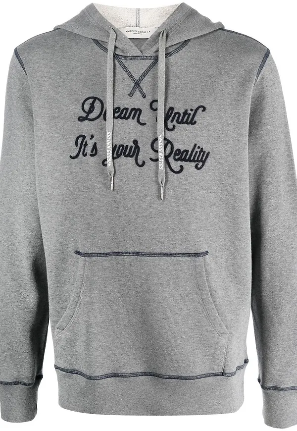Golden Goose hoodie med slogan - Grå