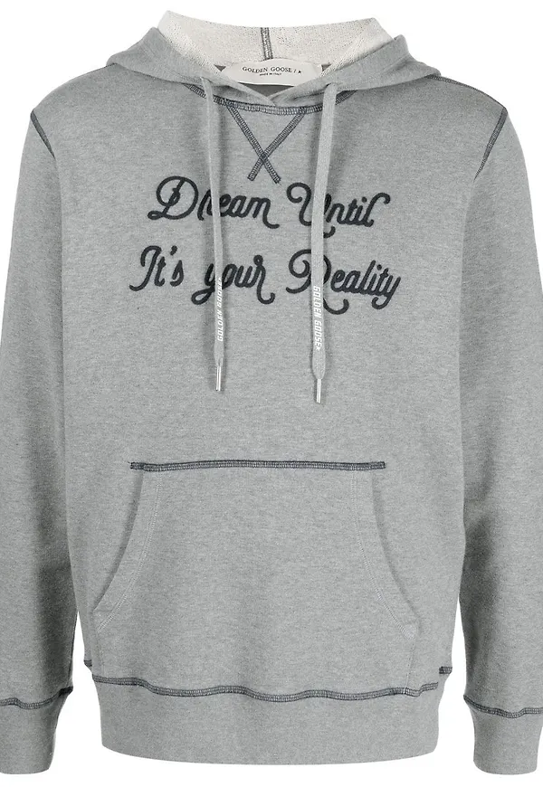 Golden Goose hoodie med slogan - Grå
