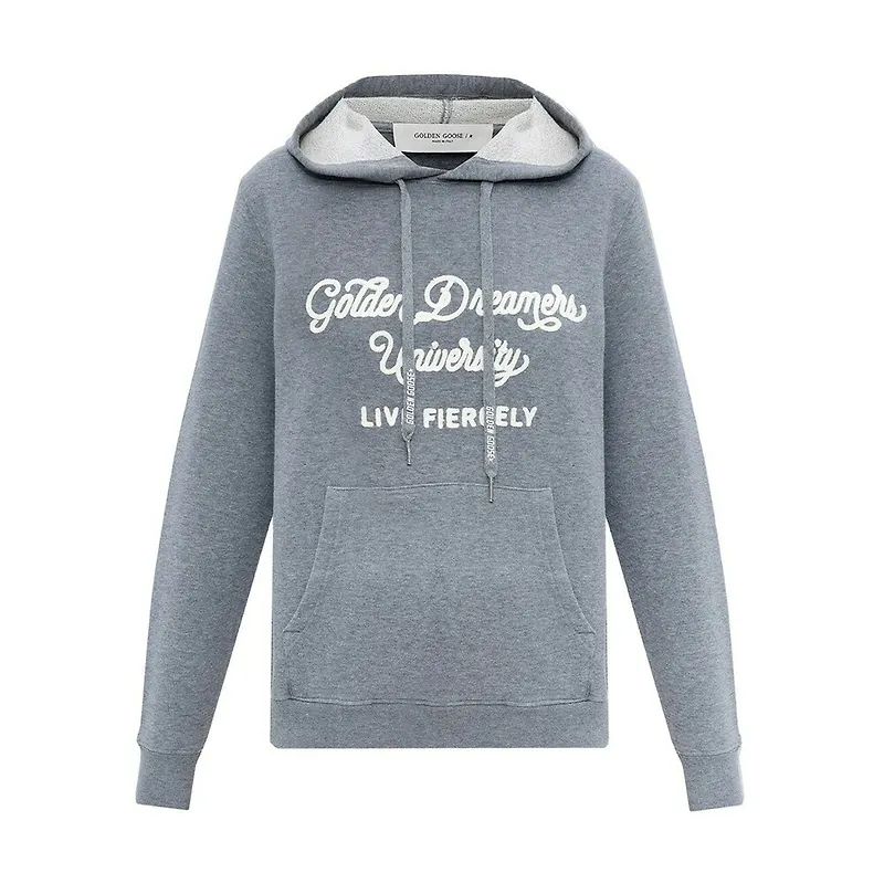 Golden Goose Hoodie with logo Grå, Dam