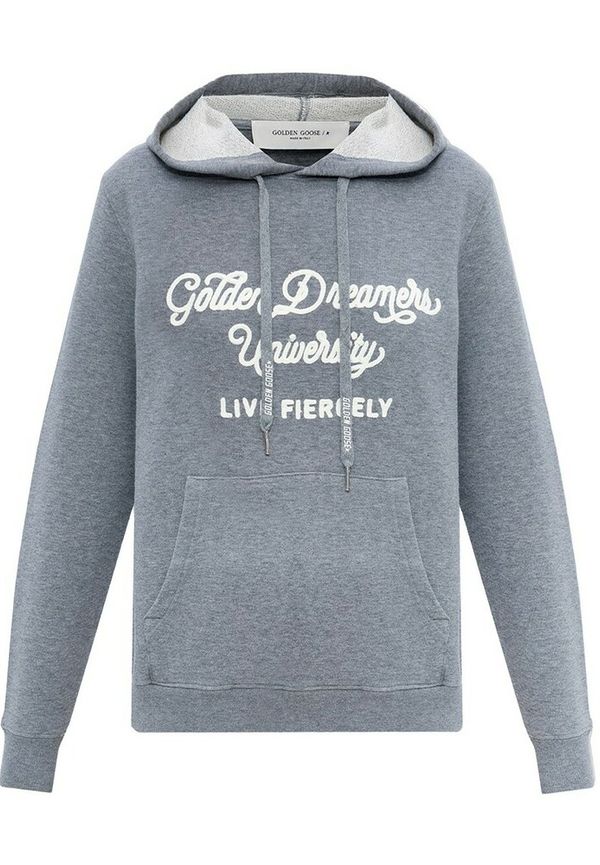 Golden Goose Hoodie with logo Grå, Dam