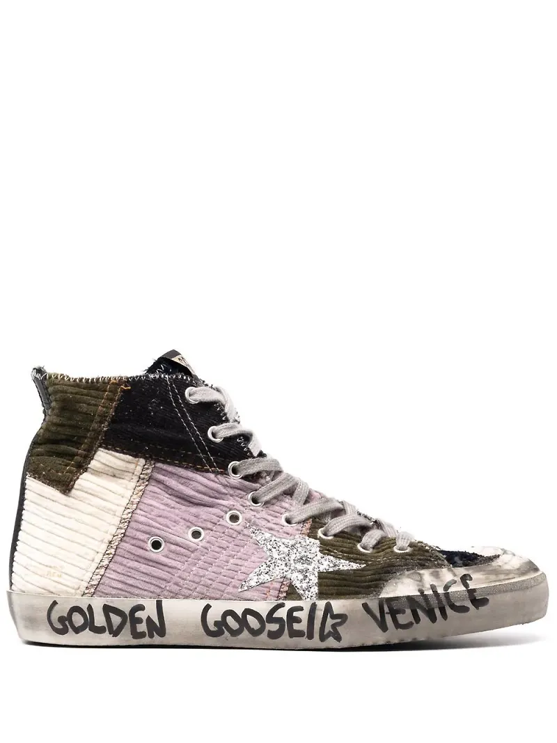 Golden Goose höga sneakers med lappdesign - Grön