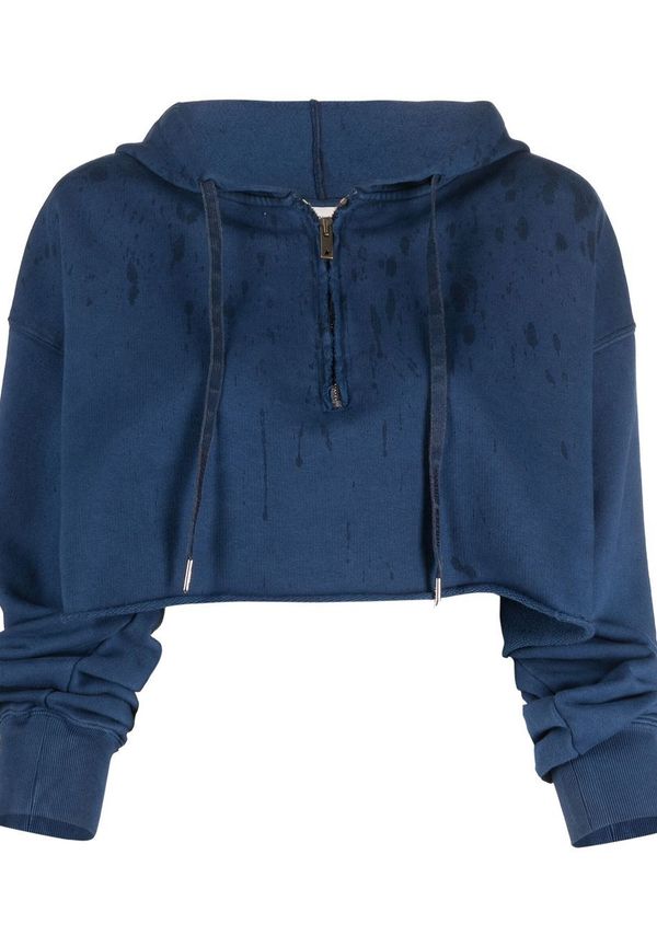 Golden Goose kort hoodie med färgstänk - Blå