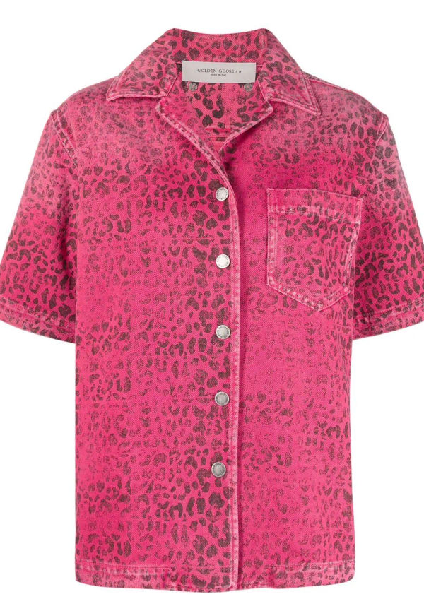 Golden Goose kortärmad leopardmönstrad skjorta - Rosa
