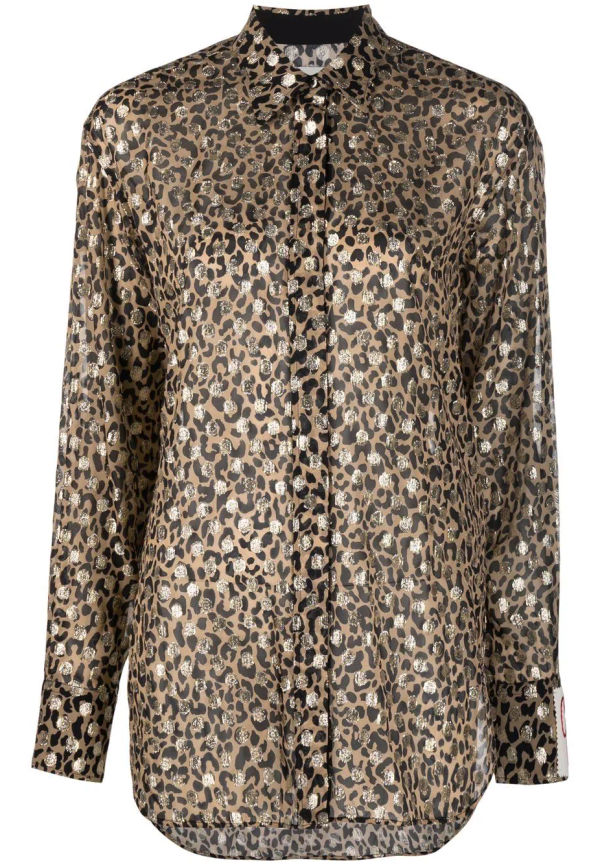Golden Goose leopardmönstrad skjorta - Brun