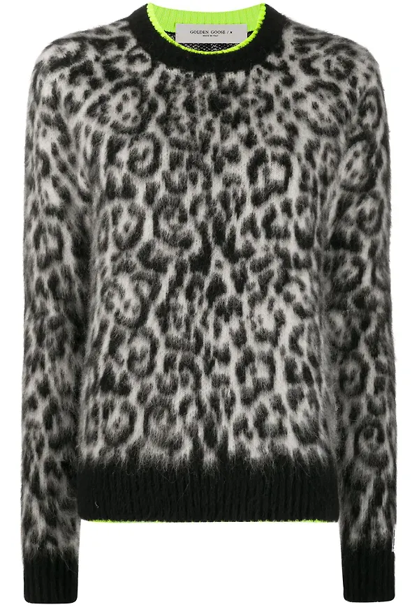Golden Goose leopardmönstrad stickad tröja - Vit