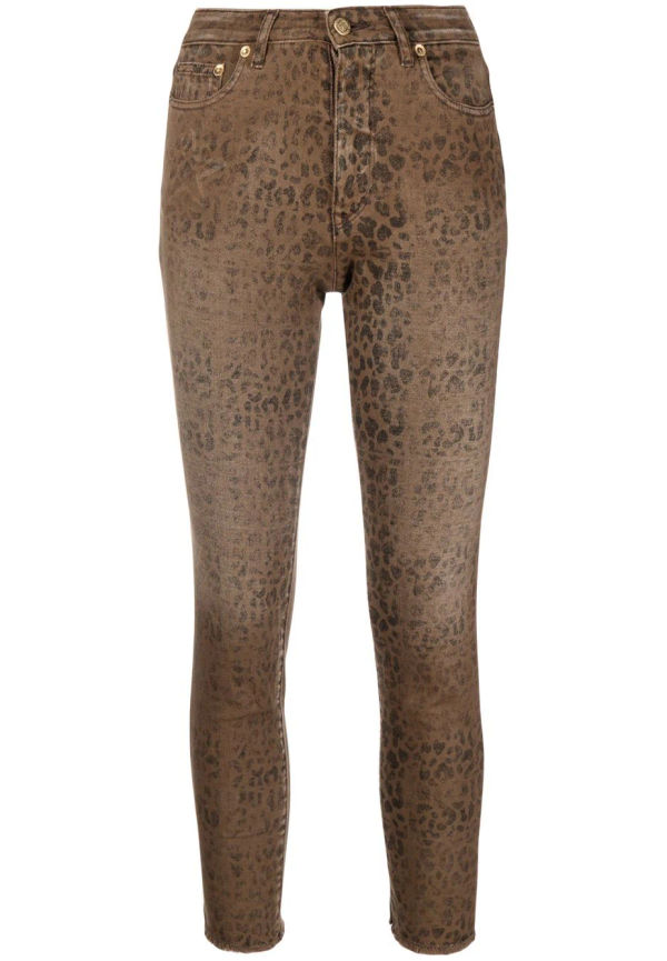 Golden Goose leopardmönstrade croppade jeans - Brun