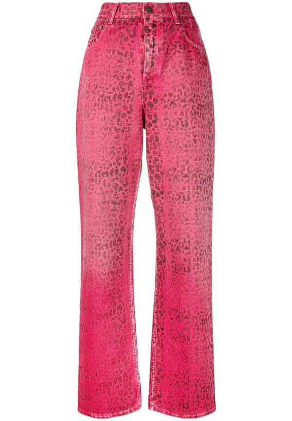 Golden Goose leopardmönstrade jeans med hög midja - Rosa