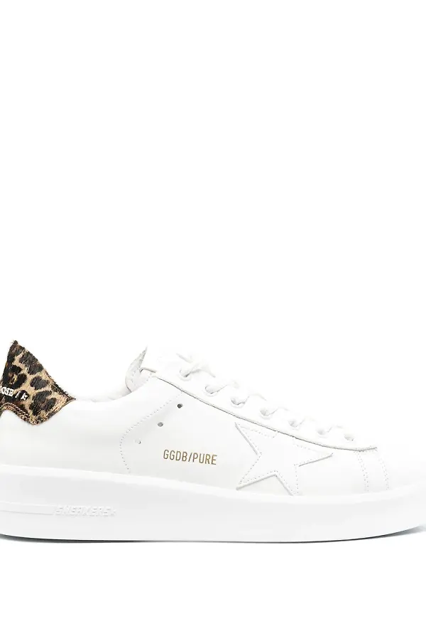 Golden Goose leopardmönstrade träningsskor - Vit