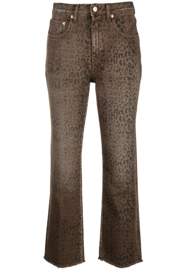 Golden Goose leopardmönstrade utsvängda jeans med blekt effekt - Brun