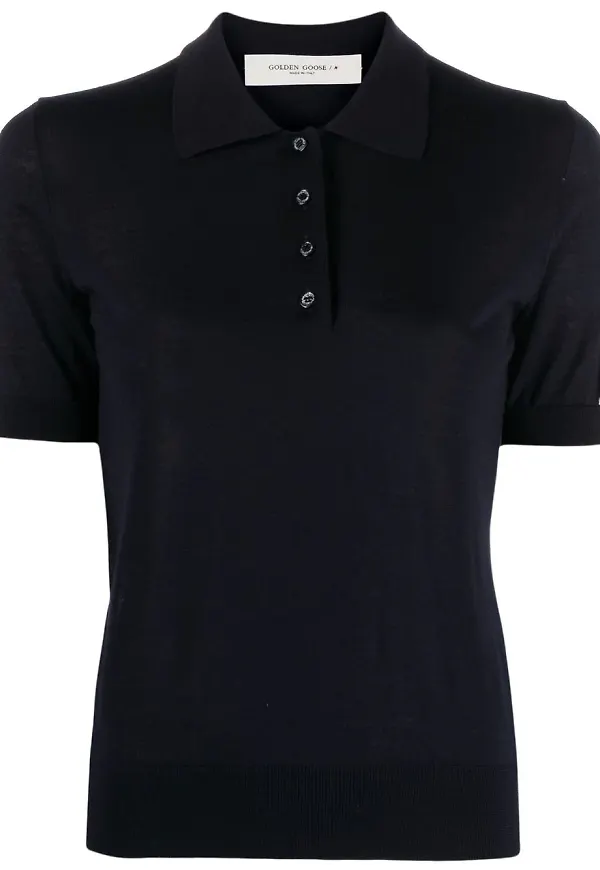 Golden Goose logo-patch polo shirt - Blå