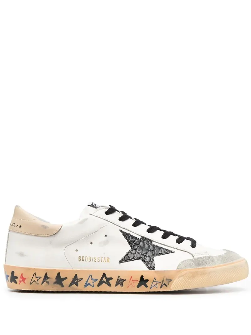 Golden Goose låga sneakers med slitning - Vit