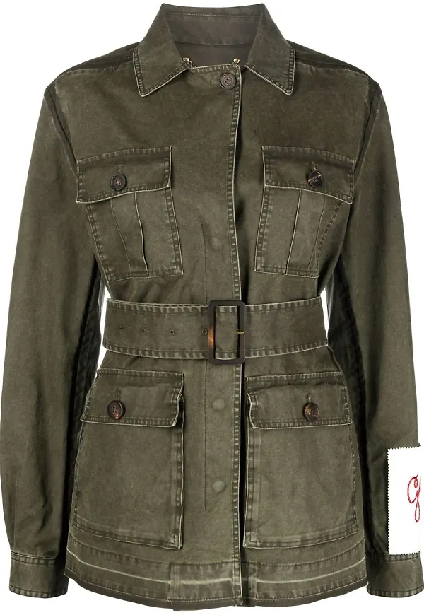 Golden Goose militärjacka med bälte - Grön