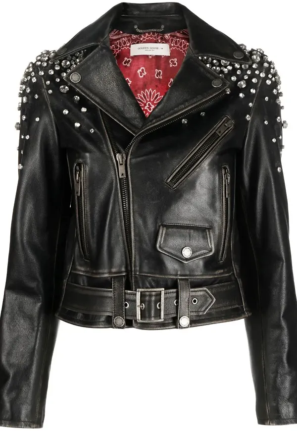 Golden Goose skinnjacka med strass - Svart