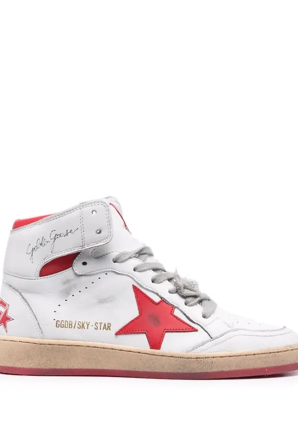 Golden Goose Sky-Star höga lädersneakers - Vit