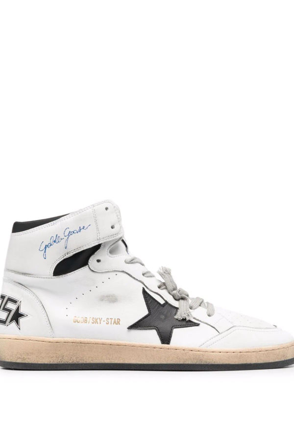 Golden Goose Sky-Star höga sneakers med snörning - Vit