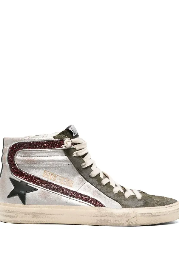 Golden Goose Slide höga sneakers - Silverfärgad