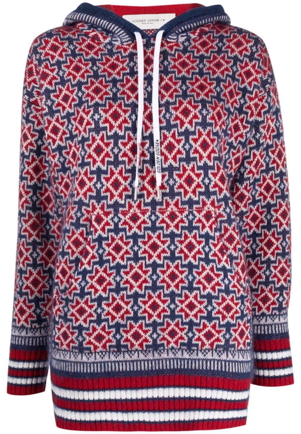 Golden Goose stickad hoodie med stjärndetalj - Röd