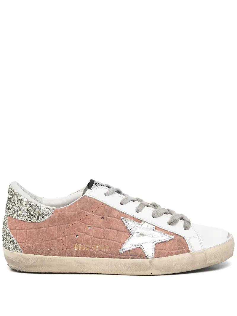 Golden Goose Super-Star glittriga sneakers - Röd