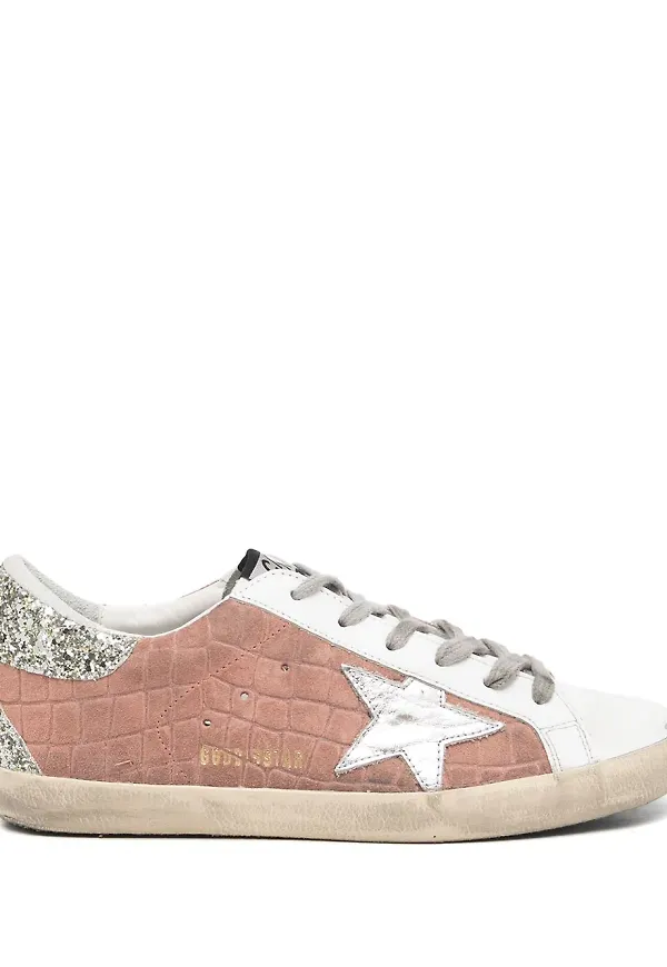 Golden Goose Super-Star glittriga sneakers - Röd