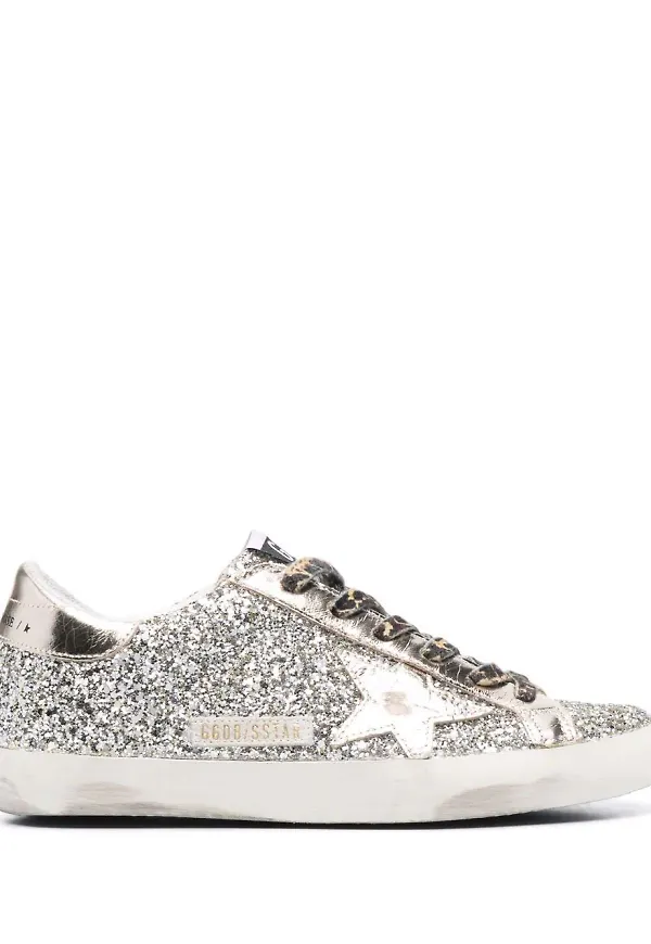 Golden Goose Super-Star glittriga sneakers - Silverfärgad